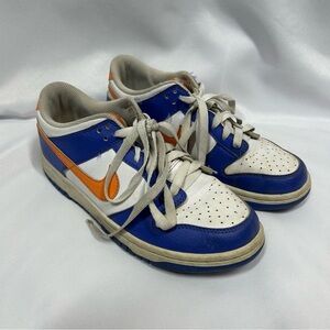 Nike | Dunk Low Knicks Sneakers Blue White Orange Shoes Boys Size 6.5Y